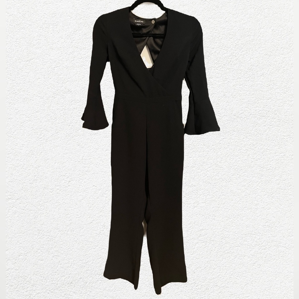 Bebe Black 3/4 Sleeve Jumpsuit